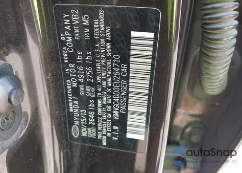 2014 Hyundai Genesis 3.8 z USA, uszkodzony, nr VIN KMHGC4DD3EU264710